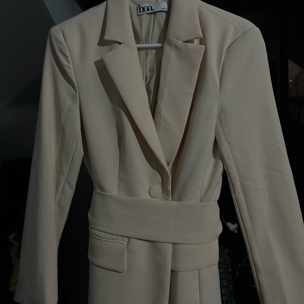 Because of Alice (BOA) Belted Cream Pantsuit Set SIZE XS